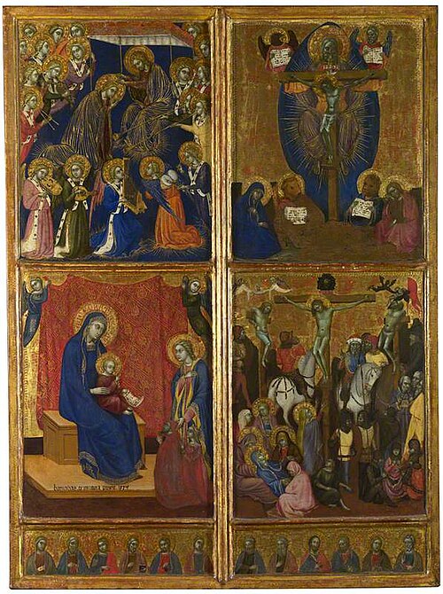 Scenes of the Virgin; The Trinity; The Crucifixion, 1374, Barnaba da Modena
