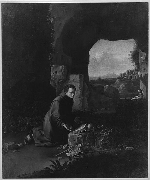 Young monk in a cave, 1627, Bartholomeus Breenbergh
