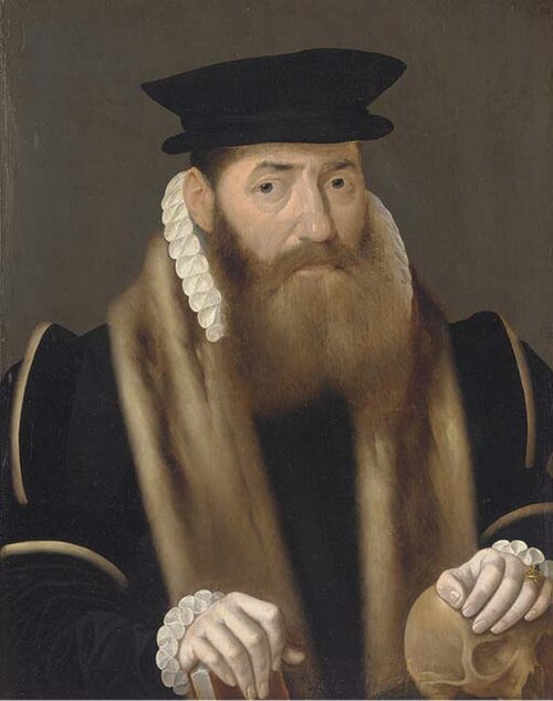 Bildnis eines Mannes mit Totenkopf, 1555, Bartholomaeus Bruyn le Jeune