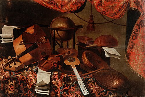 Instruments de musique et globe céleste, 1650, Bartolomeo Bettera