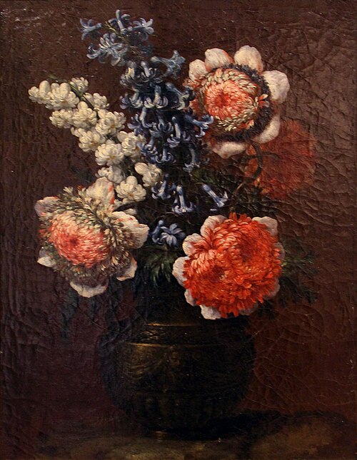 Anemoni e giacini in vaso di bronzo, 1650, Bartolomeo Bimbi