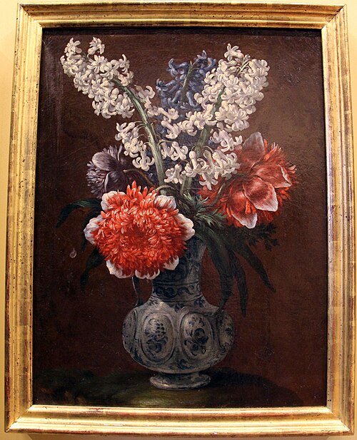 anemoni e giacini in vaso di ceramica, , Bartolomeo Bimbi