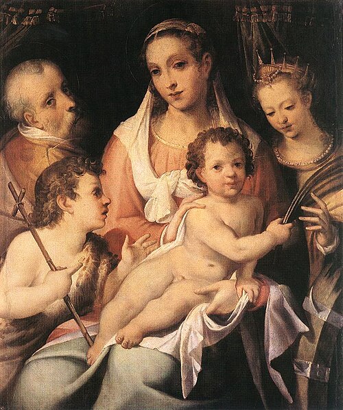 Holy Family with the Infant St John the Baptist and St Catherine of Alexandria, 1550, Bartolomeo Passarotti