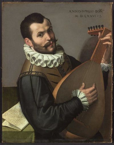 Portrait of a Man Playing a Lute, 1576, Bartolomeo Passarotti