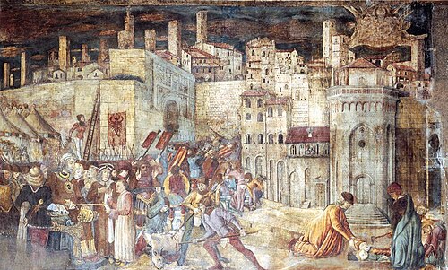 Burial of St Ercolano outside the Gates of Perugia, 1469, Benedetto Bonfigli
