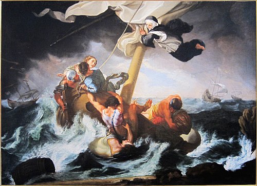Sainte Catherine Thomas sauve un navire du naufrage, 1750, Benedetto Luti