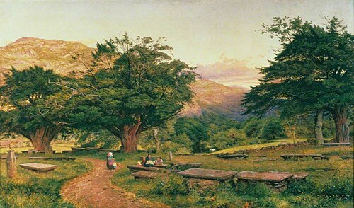 The Churchyard, Bettws-y-Coed, 1863, Benjamin Williams Leader