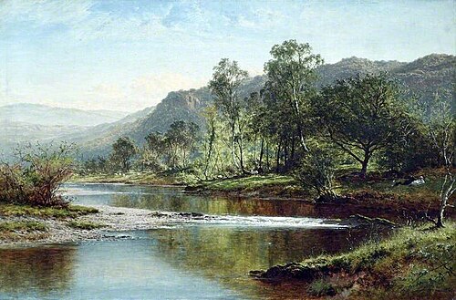 River Running into Derwentwater, Cumbria, 1873, Benjamin Williams Leader