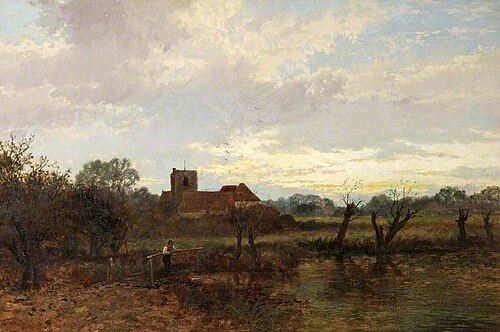 'One more day drops in the shadowy gulf of bygone things', 1875, Benjamin Williams Leader