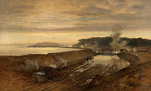 Manchester Ship Canal: The Making of Eastham Dock, 1891, Benjamin Williams Leader
