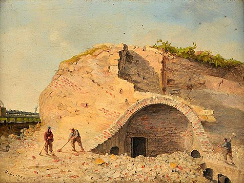 Afbraak van de onderaardse gevangenis onder de Havenmolen in Nijmegen, 1880, Rudolphus Lauwerier