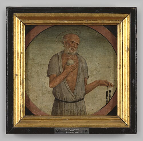 Paneelschildering "De heilige Hiëronymus" op hout door Benvenuto di Giovanni, circa 1498-1508, Siena, 1503, Benvenuto di Giovanni