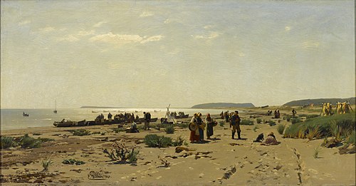 Paysage côtier (Le retour des pêcheurs), 1841, Eugen Dücker