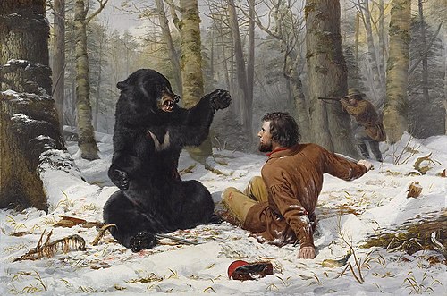 A Tight Fix—Bear Hunting, Early Winter, 1856, Arthur Fitzwilliam Tait