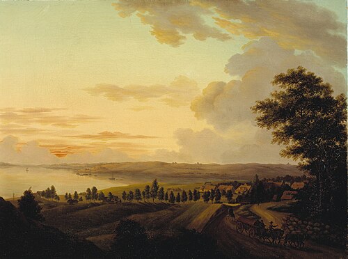 Sjællandsk landskab, aften, 1810, Heinrich August Grosch