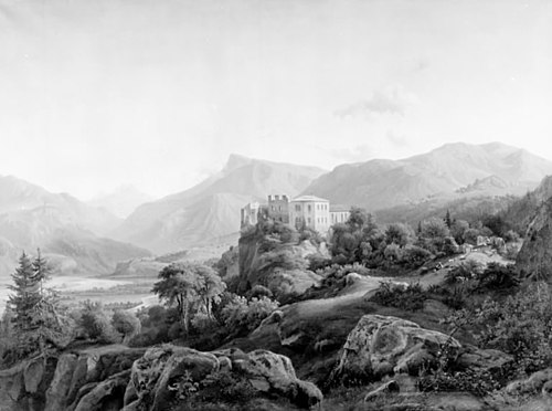 The Ruins of Hasselberg Castle near Bolzano. Tyrol, 1845, Johann Hermann Carmiencke
