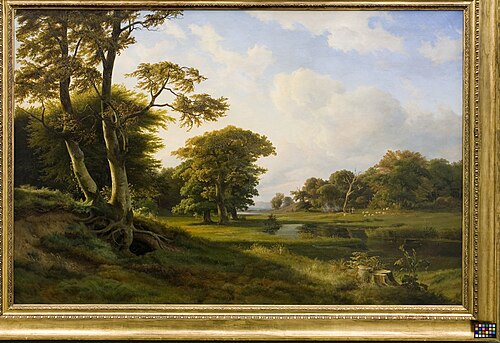 Skovlandskab ved Hellebæk. Efterår, 1842, Johann Hermann Carmiencke