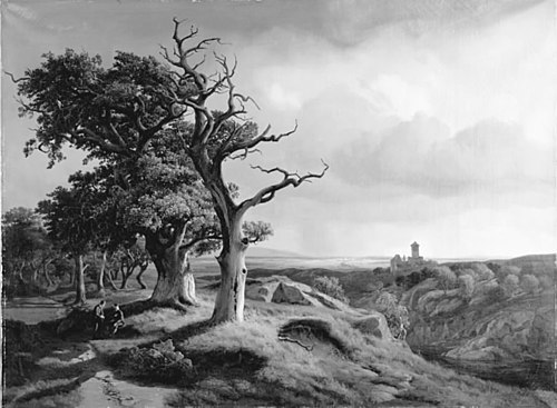 A view of Bohemia from Oberlausitz, 1837, Johann Hermann Carmiencke