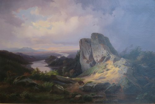 Western Landscape by Johann Hermann Carmiencke, oil on canvas, 1853,, 1853, Johann Hermann Carmiencke
