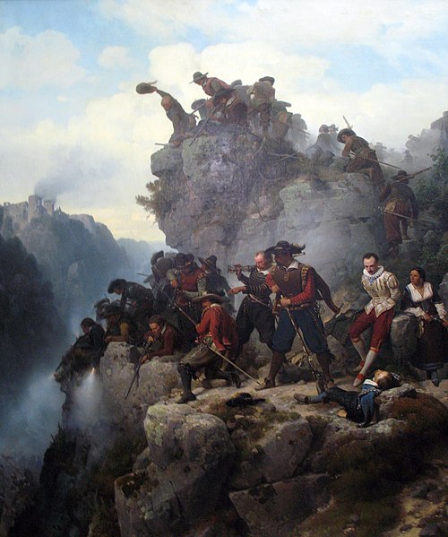 Riflemen Defending a Pass, 1851, Carl Friedrich Lessing