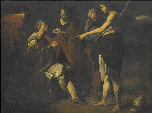 Tobias curing the Blindness of Tobit, 1640, Bernardo Cavallino