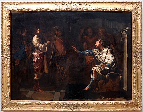 David playing the Harp for Saul, 1650, Bernardo Cavallino