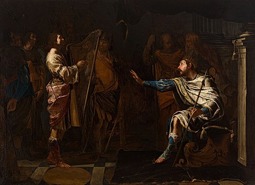 David Playing Harp to Saul, 1640, Bernardo Cavallino