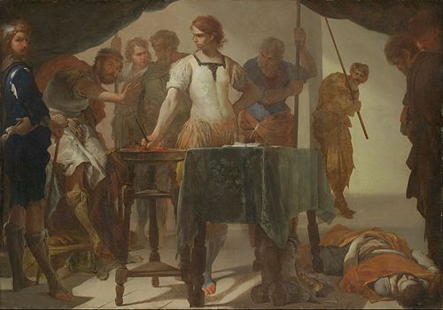 Mucius Scaevola Confronting King Porsenna, 1650, Bernardo Cavallino