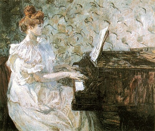 Madame Misia Natanson au piano, 1897, Henri de Toulouse-Lautrec