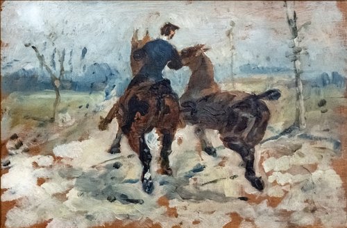 Deux chevaux menés en main, 1882, Henri de Toulouse-Lautrec