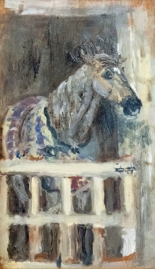 Cheval derrière une barrière dans une stalle, 1880, Henri de Toulouse-Lautrec