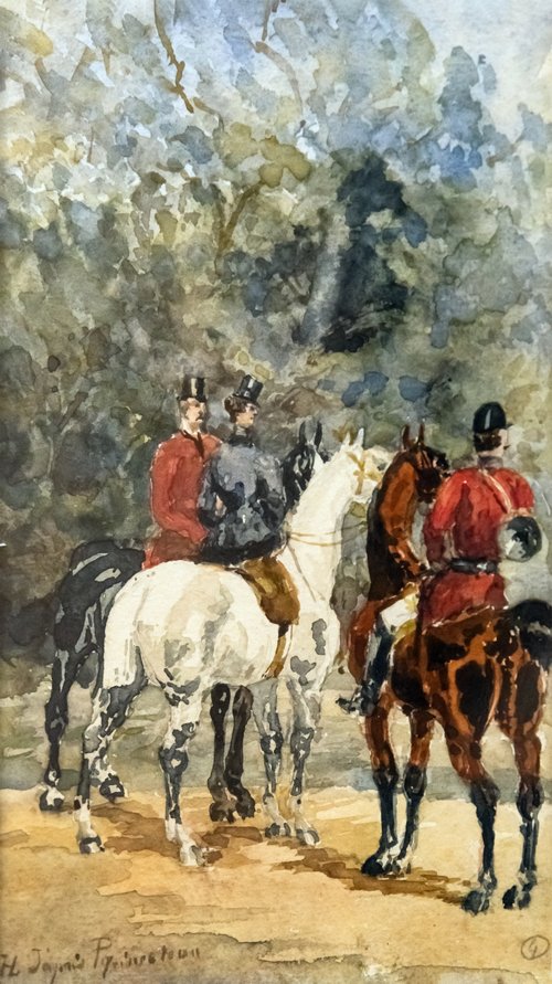 Réunion de cavaliers de chasse à courre, , Henri de Toulouse-Lautrec