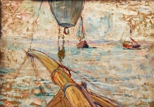 Vue du bassin d'Arcachon prise de l'avant du yacht COCORICO, 1889, Henri de Toulouse-Lautrec