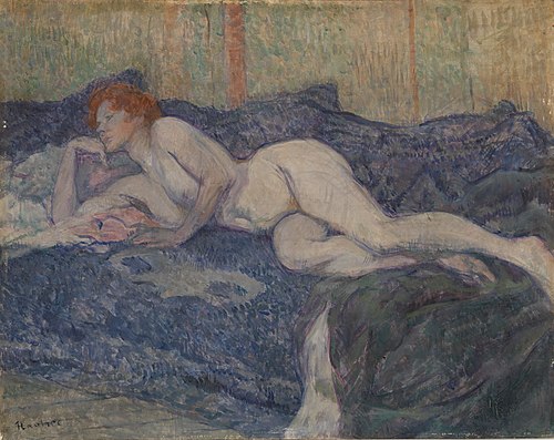 Naked woman stretched on a couch, 1897, Henri de Toulouse-Lautrec