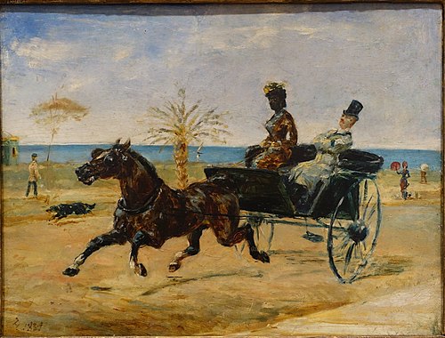 Anne Justine Angèle Delva de Dalmarie conduisant un cabriolet, 1881, Henri de Toulouse-Lautrec