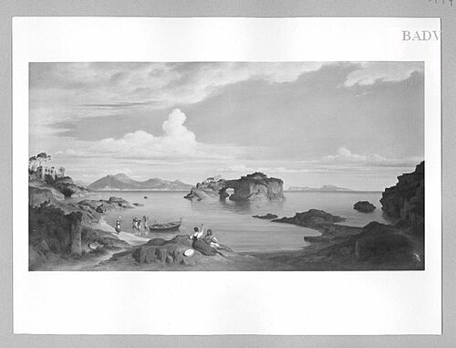 Landscape with the "Rock of Vergil", 1845, Bernhard Fries