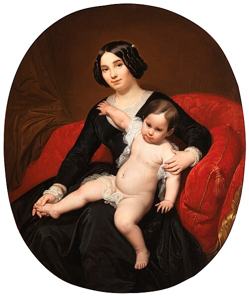 Portrait of a Lady with her Son, 1849, Carlos Luis de Ribera y Fieve