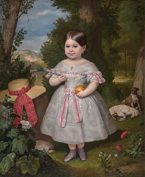 Portrait of a Young Girl in a Landscape, 1847, Carlos Luis de Ribera y Fieve