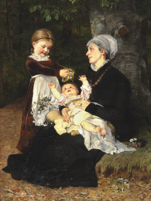 A wet nurse's visit, 1878, Bertha Wegmann