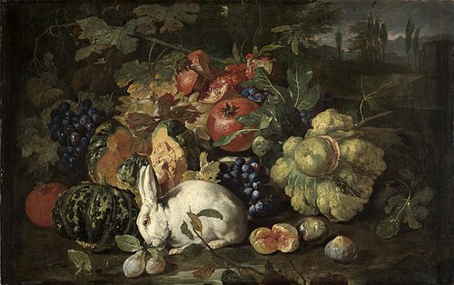 Still life with a white rabbit, 1691, Frans Werner Tamm