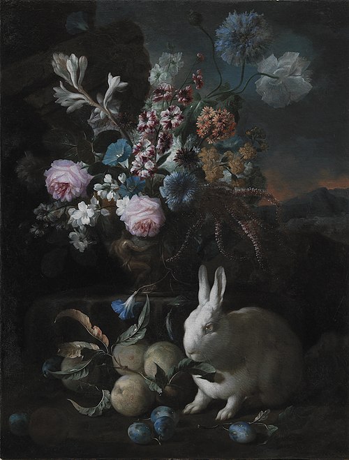 Flower Piece with Rabit, 1698, Frans Werner Tamm
