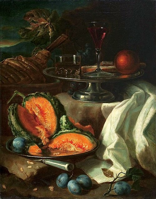 Nature morte avec un melon., 1690, Frans Werner Tamm