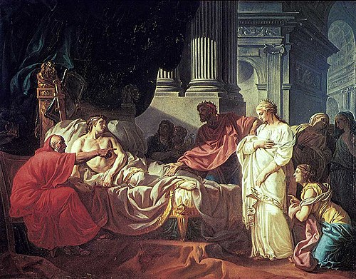 Érasistrate découvrant la cause de la maladie d'Antiochus, 1774, Jacques-Louis David