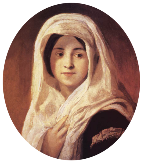 Portrait of a Woman with Veil, 1850, Károly Brocky