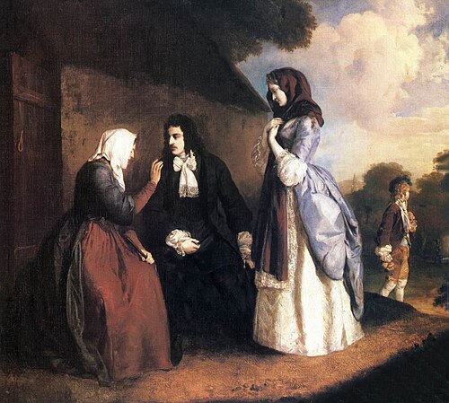Lucy Ashton and Ravenswood Visiting Blind Alice, 1843, Károly Brocky