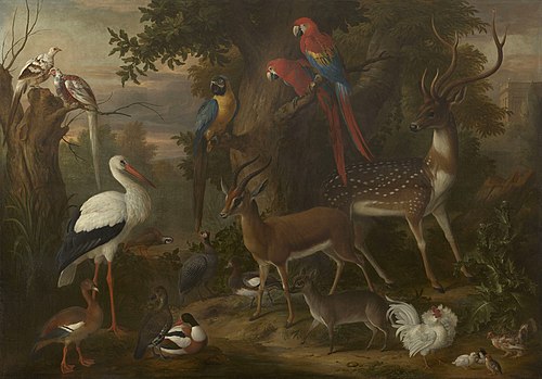 Birds and Deer in a Landscape, 1709, Jakob Bogdani