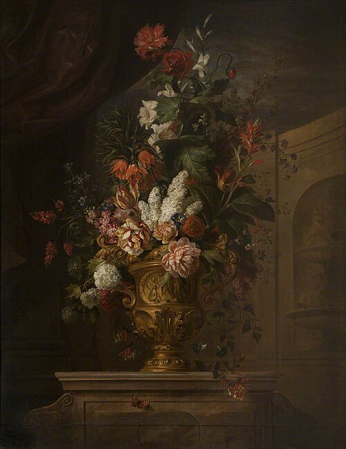 Flowers in a Sculpted Vase, 1707, Jakob Bogdani