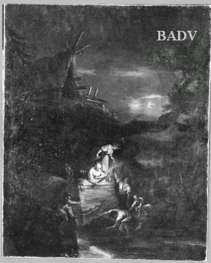 Fishing - people at moonlight, 1692, Christoph Ludwig Agricola