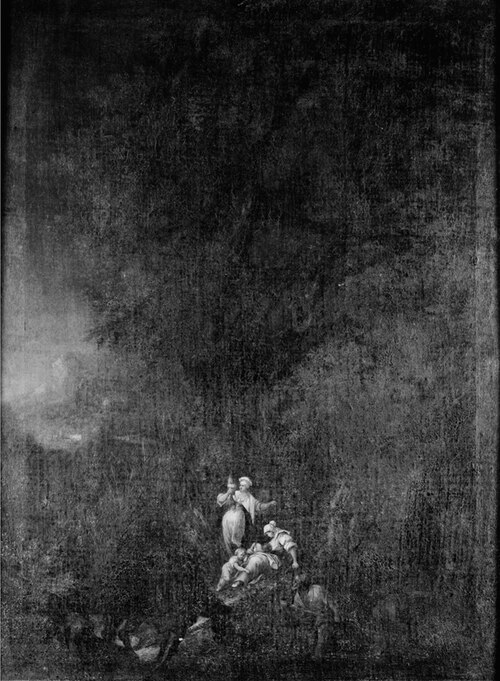 Landscape with a Crayfisher, a Donkey and Peasant Women with their Children, 1700, Christoph Ludwig Agricola