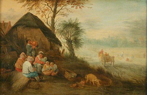 Farmyard Scene: Reaping, , Théobald Michau